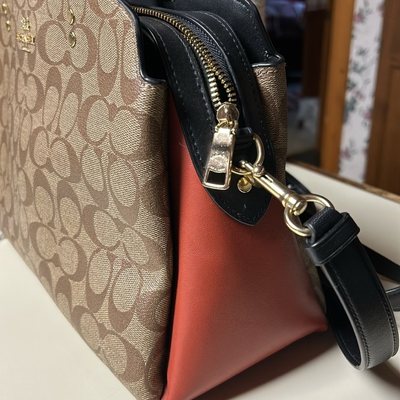 Coach Darcie Carryall In Colorblock Signature Canvas (sides are Coach orange). - Picture 8 of 8